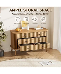 homfan Fluted Farmhouse-Modern Dresser with Metal Legs, Space-Saving Bedroom Storage Chest with Multiple Drawers, Easy Assembly