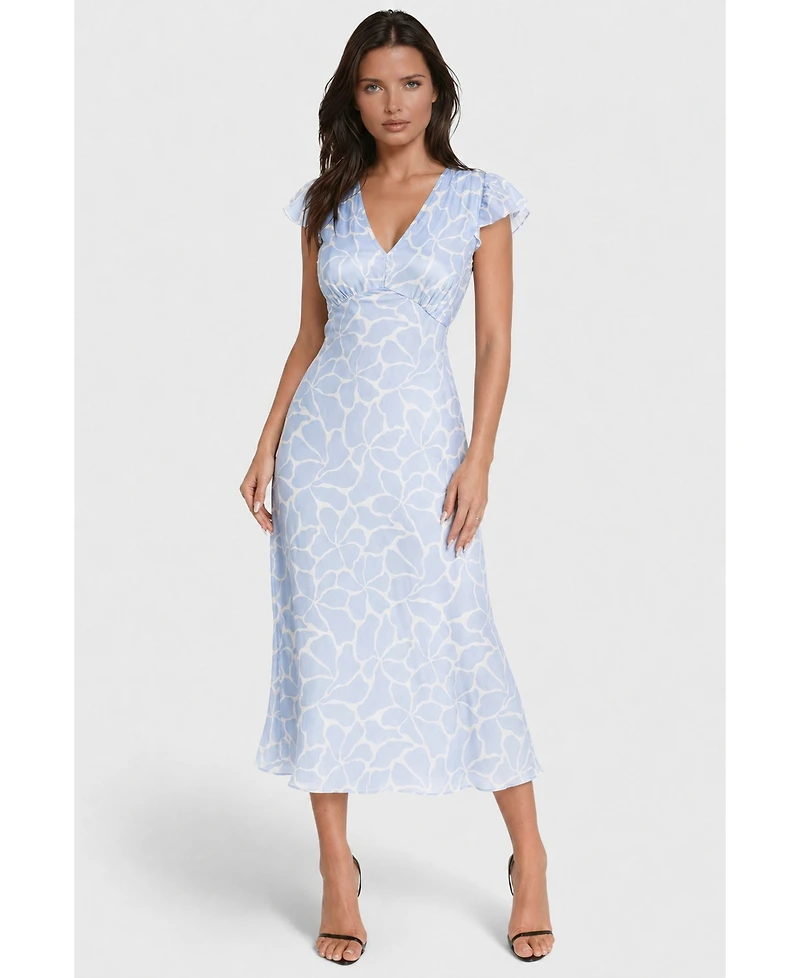 Bebe Women's Ceycrepe Satin V-Neck Maxi Dress