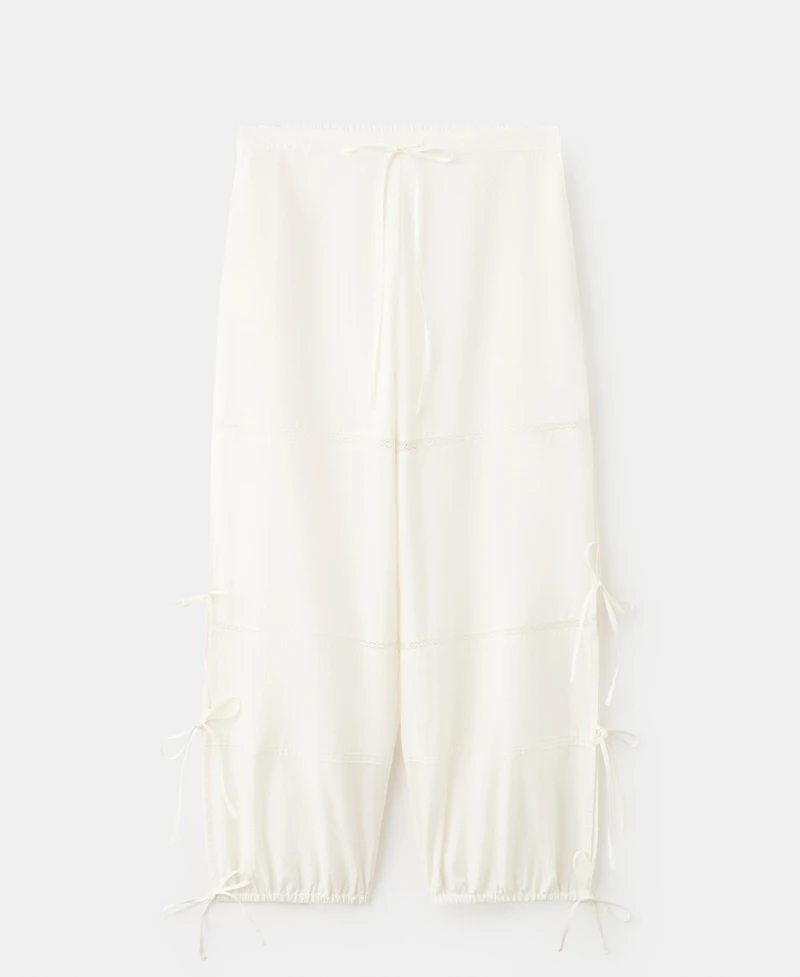 Mango Women's Bows Baggy Cotton Pants