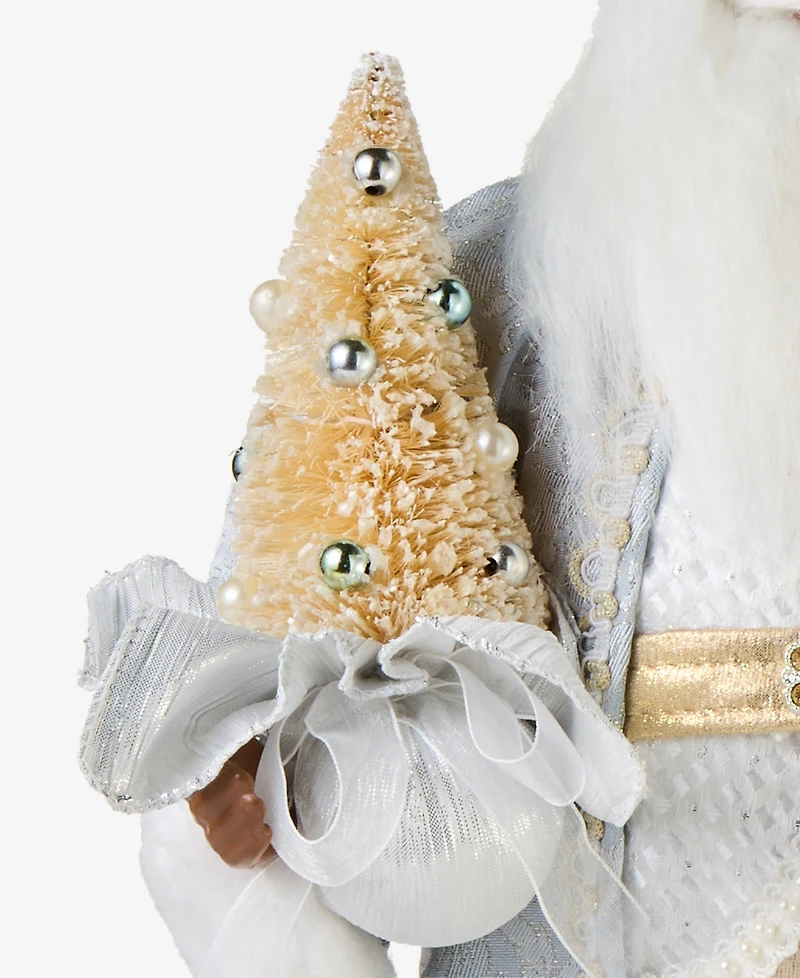Holiday Lane Opulence African American Standing Santa with Tree and Stuffed Bear, Macy's Exclusive