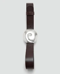 Mango Women's Shell Buckle Leather Belt