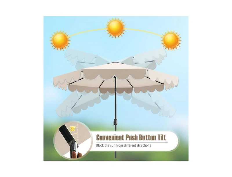 Lucky One 10 feet Patio Market Umbrella with Crank Tilt Outdoor Table Umbrella