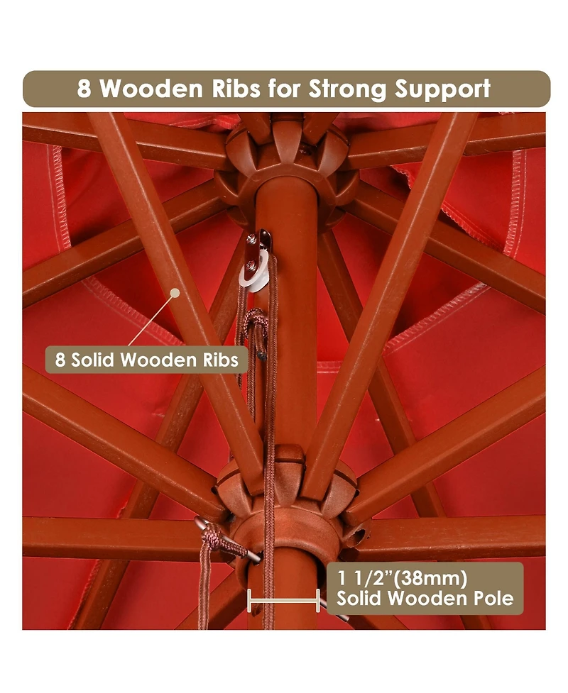 Yescom 9Feet Solid Wood Patio Umbrella with Base Included Stand for Outdoor Event Rental Resort Wedding Party Restaurant