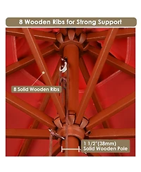 Yescom 9Feet Solid Wood Patio Umbrella with Base Included Stand for Outdoor Event Rental Resort Wedding Party Restaurant
