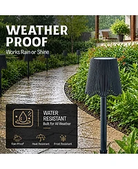 4-Piece Wicker-Style Solar Powered Led Dusk-to-Dawn Weather Resistant Walkway Path Lights