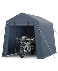 homfan 7x10 ft Portable Outdoor Storage Shed, Waterproof and Uv-Resistant Garage Tent with Roll Up Doors for Motorcycle, Bike, Equipment