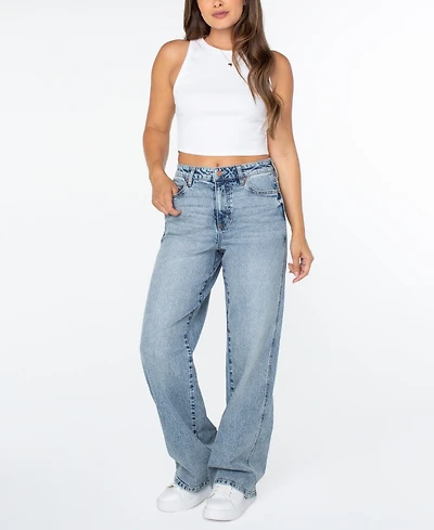 Celebrity Pink Juniors' High Rise Baggy Wide-Leg Curvy Jeans