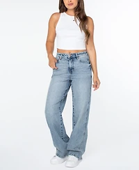 Celebrity Pink Juniors' High Rise Baggy Wide-Leg Curvy Jeans