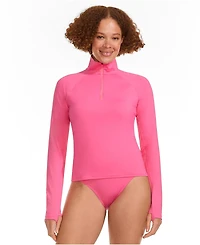 Lands' End Women's Long SunShade Upf 50 Sleeve Quarter Zip Rash Guard