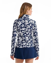 Lands' End Women's Long Torso SunShade Upf 50 Quarter Zip Rash Guard