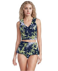Lands' End Women's Ruffle Midkini Top and High Waisted Bottom Swimsuit Set