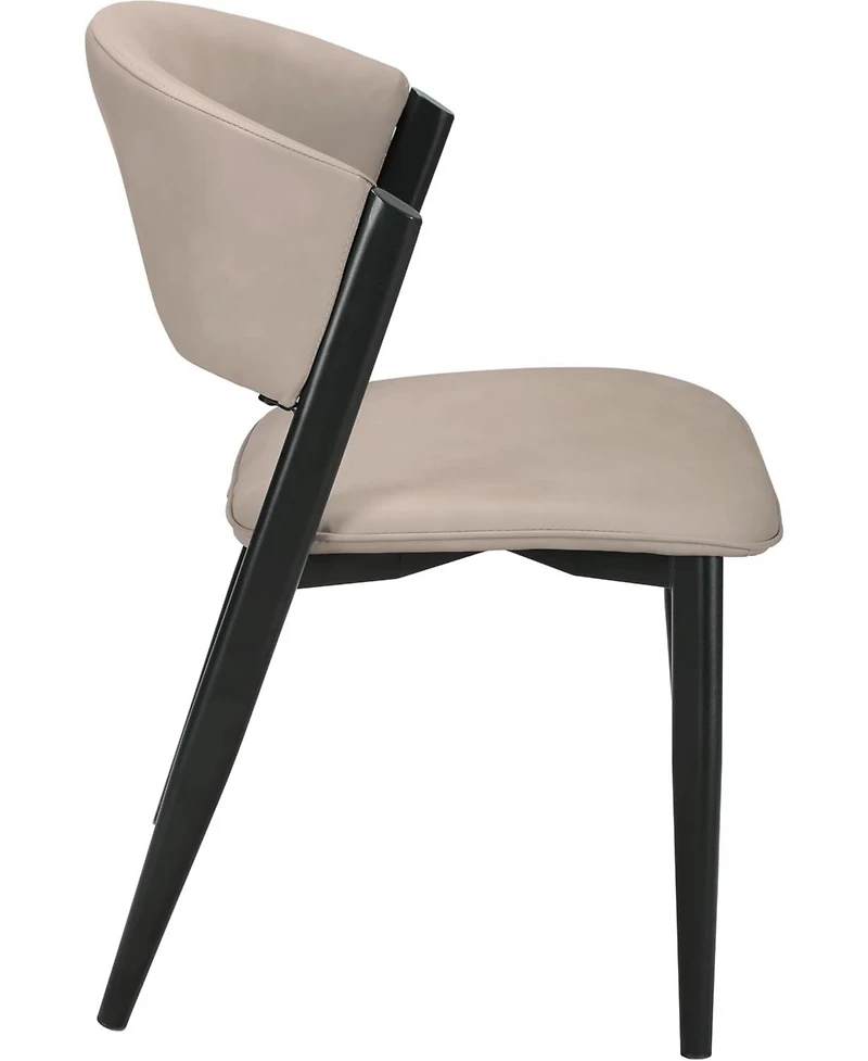 LeisureMod Aspen Modern Dining Chairs Set of 2 Leather Kitchen Side Chair - Open Back and Curved Design, Iron Legs, Accent Seating for Room