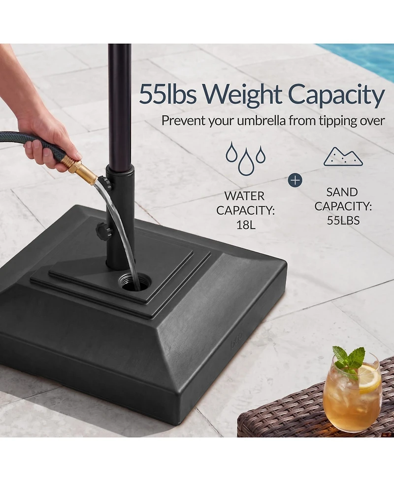 Best Choice Products Fillable Plastic Patio Umbrella Base Stand, Pole Holder with Adjustment Knob, Pyramid Design