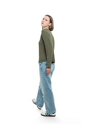 Wilt Women's Long Sleeve Henley Mock Tee