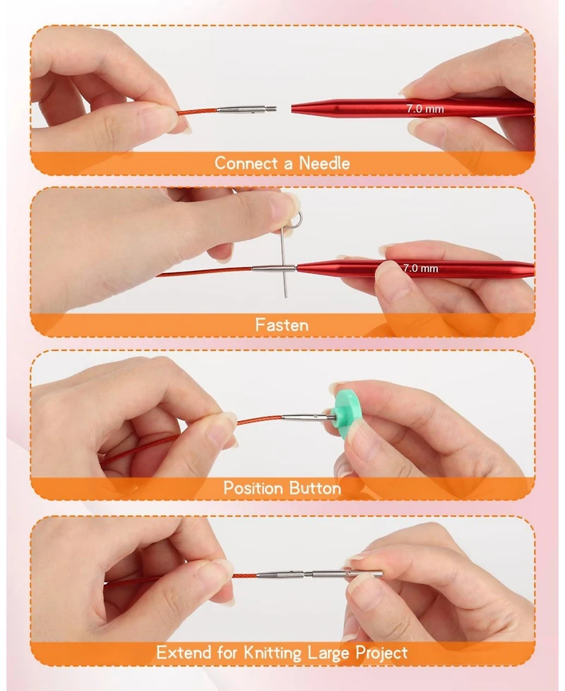 Aeelike Interchangeable Knitting Needle Set with Circular Cable for Crafters, 13 Circular Knitting Needles with 4 Cables, 3-10 mm