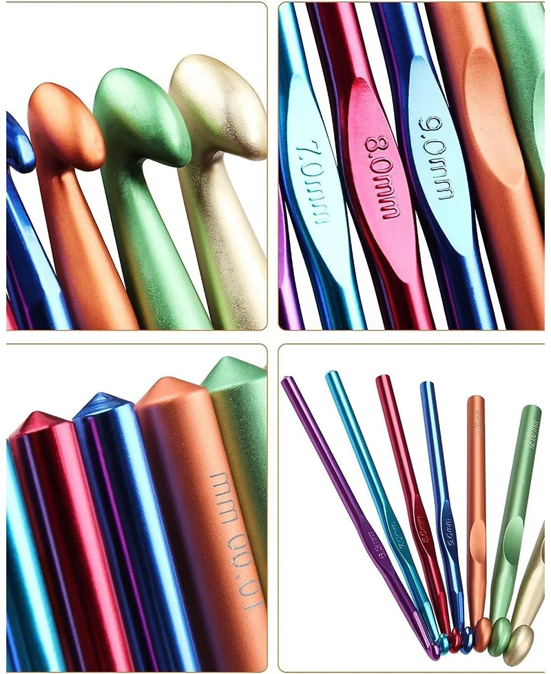 Aeelike Large Crochet Hook Set - Metal Crochet Needles for Thick Yarn - Beginners Big Crochet Set