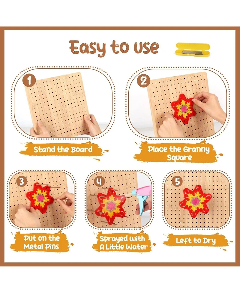 Aeelike Blocking Pins Kit, 20pcs Metal Pegs, 5.90-Inch Length for Blocking Mats