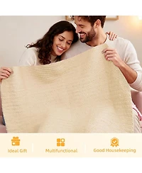 Aeelike Beginner Crochet Blanket Kit - Soft Chenille Yarn, Instructions and Accessories