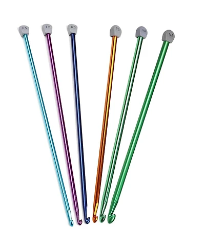 Aeelike Tunisian Long Crochet Hooks Set - 6 Sizes 6.5mm to 11mm, Lightweight Aluminum Afghan Hooks, 13.78 Inches Long for Blankets Scarves Bags