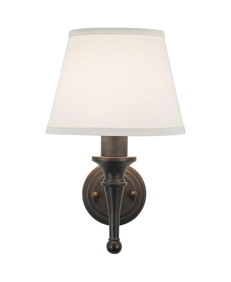 Regency Hill Braidy Rustic Wall Light Sconces Set of 2 Bronze Plug-in 7" Light Fixture Ivory Cotton Shade for Bedroom Reading Living Room Hallway Home