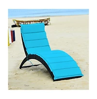 Boyel Living Folding Patio Rattan Portable Lounge Chair Chaise with Cushion