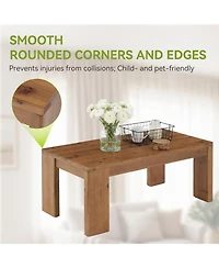 Tribesigns Solid Wood Coffee Table: 47" wooden center table with rounded corners. Modern low cocktail tea table for living room.