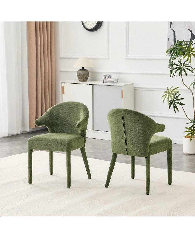 Maison Boucle Modern Upholstered Dining Chairs Set Of 2, Sherpa Accent Chair, Wraparound Back, Padded Seat