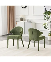 Maison Boucle Modern Upholstered Dining Chairs Set Of 2, Sherpa Accent Chair, Wraparound Back, Padded Seat