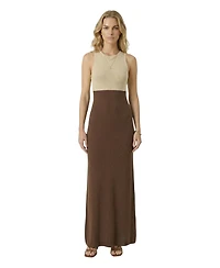 Modenaire Women's Two-Tone Sleeveless Knit Contoured Waist Dress