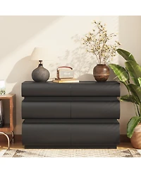 Rainsken Modern Minimalist 6 Drawers Dresser, 43.3" Multi-Functional Storage Cabinet, Chest of for Entryway, Living Room and Bedroom