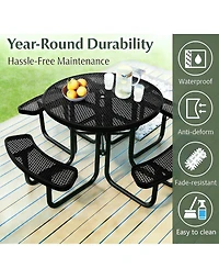 gaomon Heavy Duty 46" Round Patio Picnic Tables for Outdoors with Umbrella Hole
