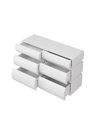 Rainsken Modern Minimalist 6 Drawers Dresser, 43.3" Multi-Functional Storage Cabinet, Chest of for Entryway, Living Room and Bedroom