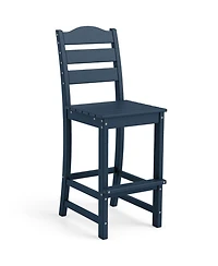 Sugift 30 Inch Hdpe Counter Height Bar Stool with Curved Back and Slatted Footrest