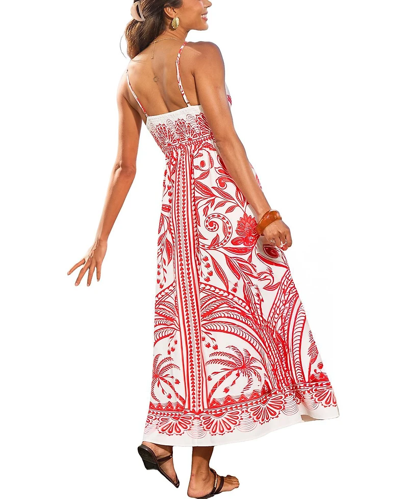 Cupshe Women's Palm Tree Lane Tropical Maxi Beach Dress