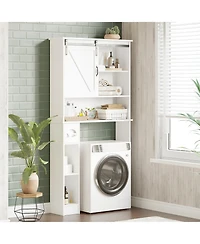 gaomon Freestanding Farmhouse Over the Toilet Storage Cabinet, Space Saving Bathroom Organizer with Double Doors