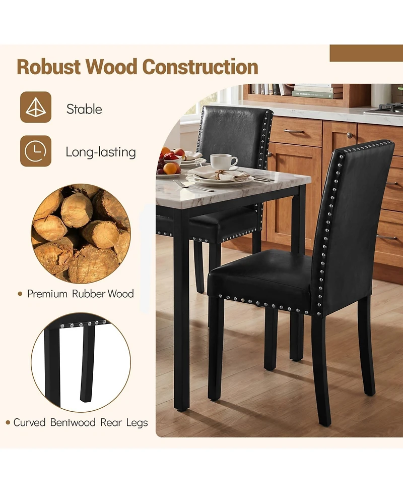 Sugift Set of 2 Dining Chairs with Solid Rubber and Wood Legs