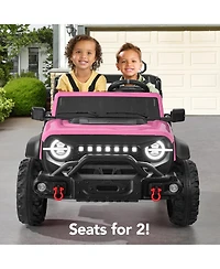 Best Choice Products Kids 24V 2-Seater Electric Ride-On Car Truck Parent Control, Bluetooth, Led Lights