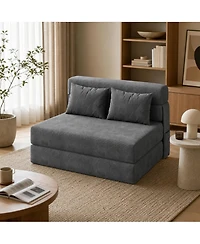 homfan 76"x40" Folding Sofa Bed - Corduroy Sleeper Sofa with Washable Cover and Segmented Backrest for Bedroom or Guest Room