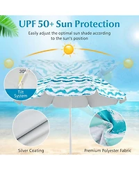 Yiortwo 4-Piece Beach Umbrella Set with Folding Chairs, Picnic Blanket and Carry Bag