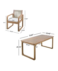 Asagikoiai 5-Piece Acacia Outdoor Dining Set, Rope Back Chairs and Teak Finish Table