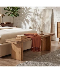 Tribesigns Solid Wood End of Bed Bench for Bedroom, 55 Inch Wooden Entryway Bench, Dining Bench for Entrance, Entryway, Hallway, Indoor