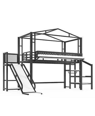 Streamdale Furniture Twin Loft Bed with Storage Stairs Wardrobe Usb Ports and Led Lights