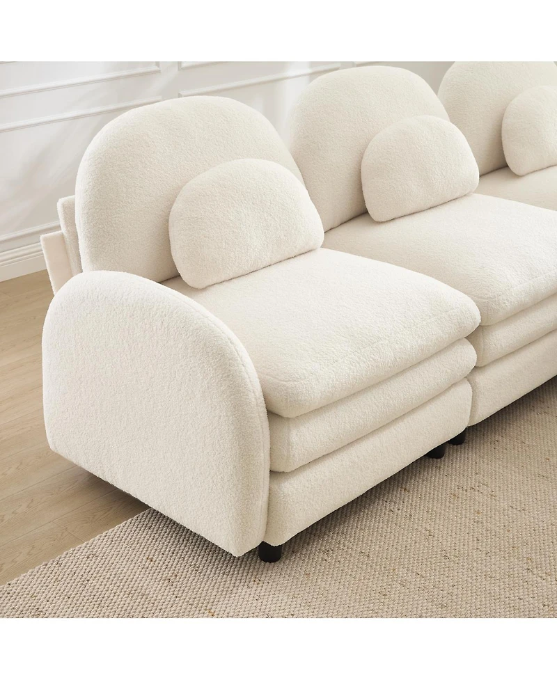 Streamdale Furniture Teddy Fabric 4-Seat Modular Cloud Sofa with 2 Ottomans