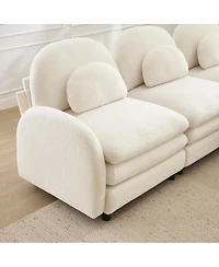 Streamdale Furniture Teddy Fabric 4-Seat Modular Cloud Sofa with 2 Ottomans