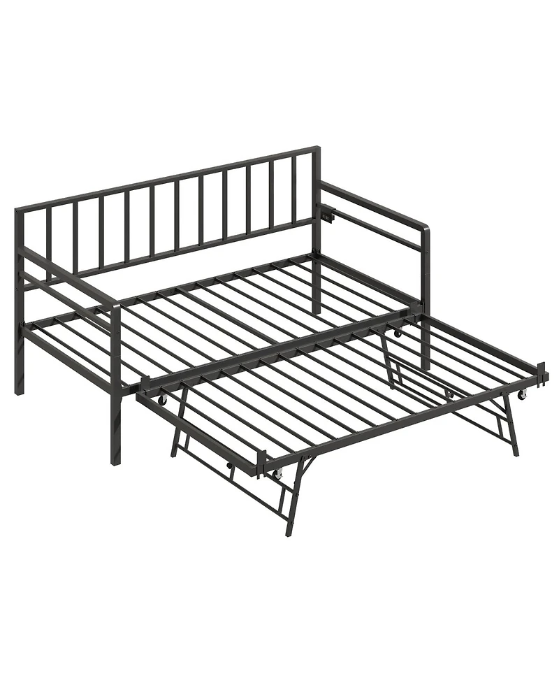 Streamdale Furniture Daybed with Led Lights Charging Station and Trundle