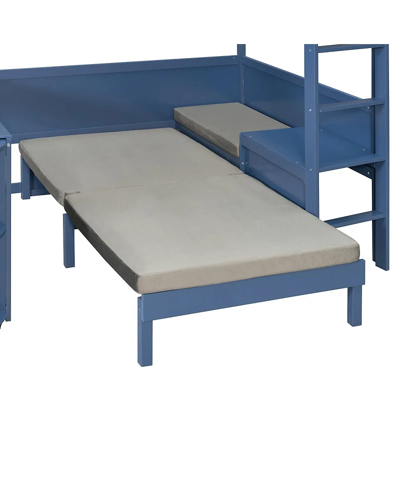Streamdale Furniture Wood Loft Bed with Desk Sofa Storage and Light
