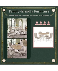 Streamdale Furniture Retro Extendable Dining Table Set with 4 Upholstered Chairs