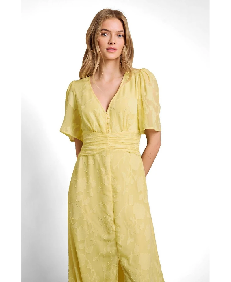 Oasis Women's Button Jacquard Midi Dress