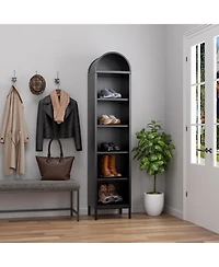 Boyel Living 73'' Narrow Arched Bookshelf, 6-Tier Metal Arch Display Organizer with Adjustable Shelves for Living Room