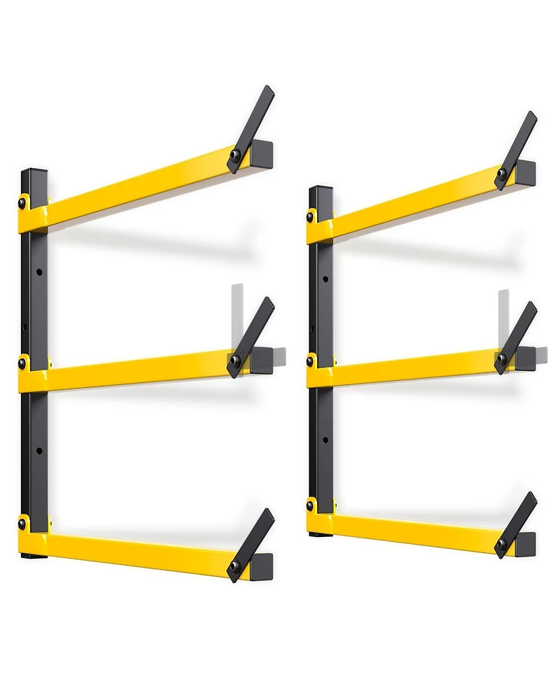 Xdovet Lumber Rack Wall Mounted Metal Folding 3-Level Heavy Duty Garage Organizer Wood Storage Indoor Outdoor 2 Pairs